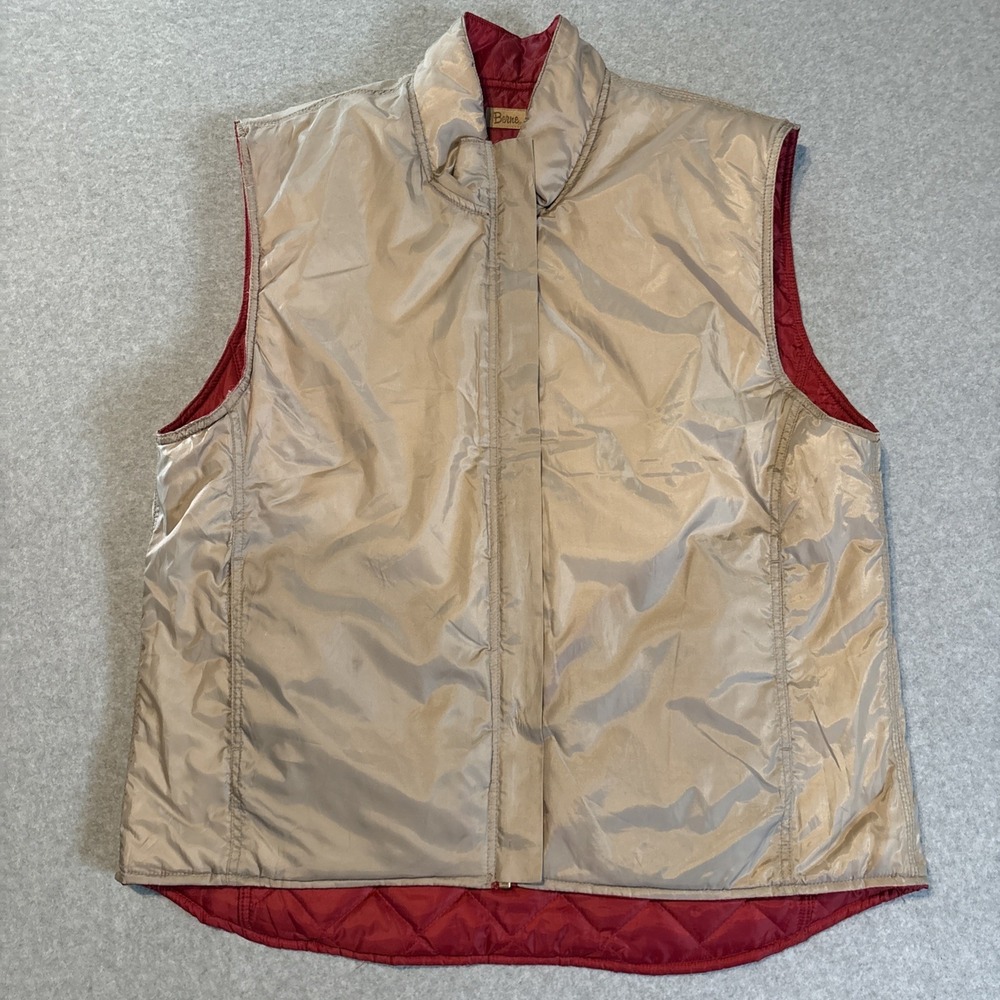 Berne Vest Zip Up 100 % Polyester Women's 2XL wnv100cr Vintage Beige Red